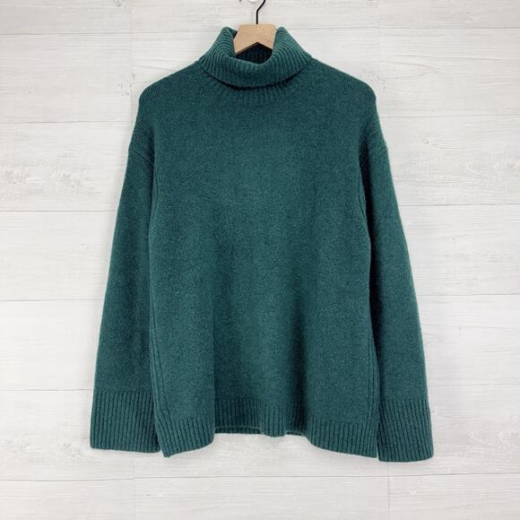 J.Crew Supersoft Yarn Turtleneck Sweater Women S Green Wool Alpaca Blend Cozy - Picture 14 of 15